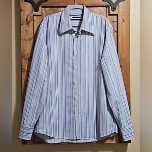 Hugo Boss Italian Blue Striped Dress Shirt 16